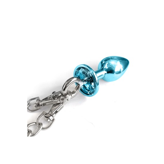 Nixie Metal Butt Plug and Furry Handcuff Set Blue