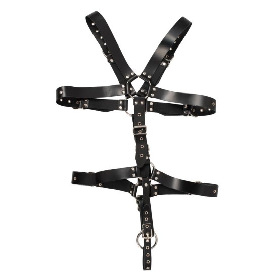 Zado Mens Leather Adjustable Harness With Cock Ring