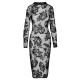 Noir Tight Fitting Floral Transparent Dress