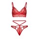 Leg Avenue Sweetheart Lace Bralette Set Red