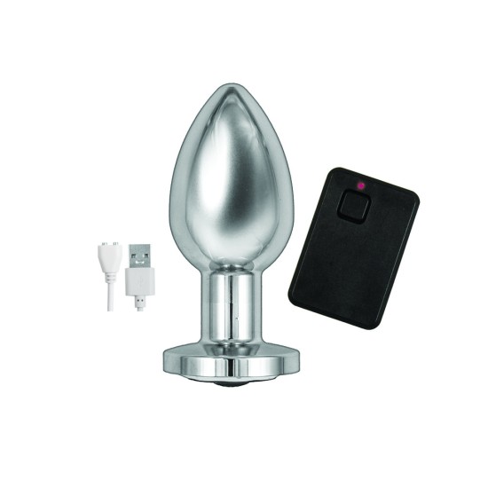 Ass Sation Remote Vibrating Butt Plug Silver