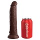 King Cock Elite 9 Inch Dual Density Vibrating Cock Flesh Brown