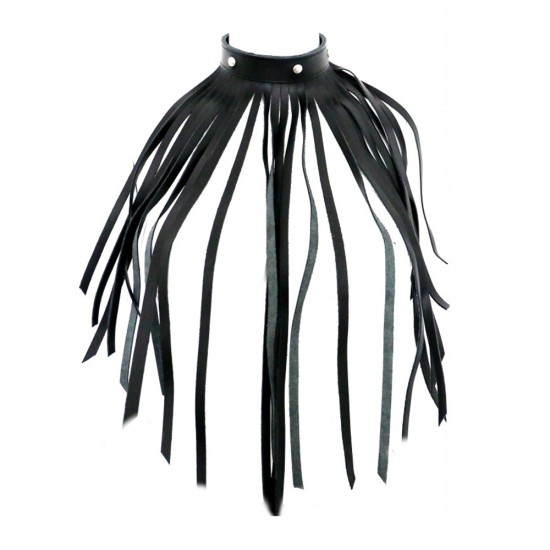 The Red Leather Fringe Necklace Collar