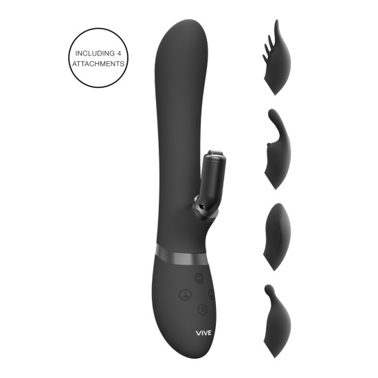 Vive Chou Double Action Interchangeable Rabbit Vibrator Black